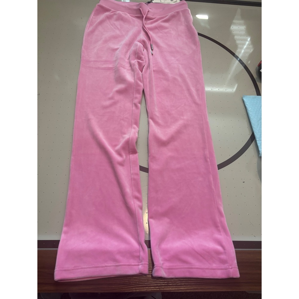 311 Juicy Couture Pink Velour Rhinestone Logo Track Pants Fanciful  Small